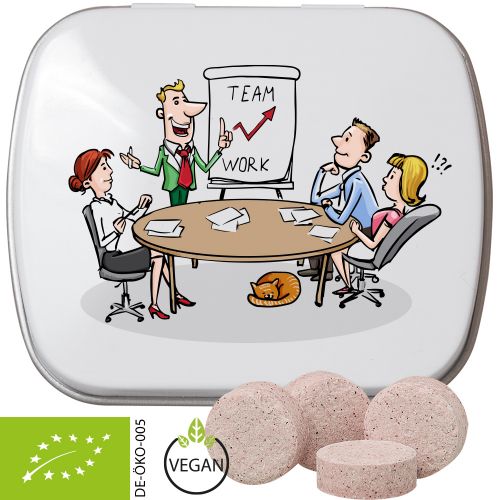 Organic acerola cherry drops, ca. 20g, mint tin white