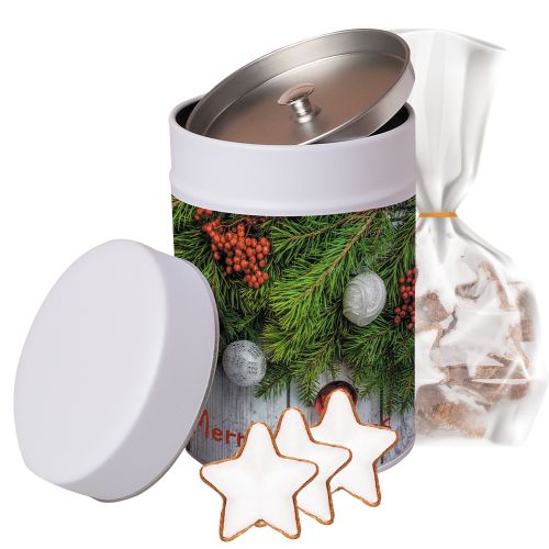 Cinnamon stars, ca. 100g, pouch in metal tin maxi with label