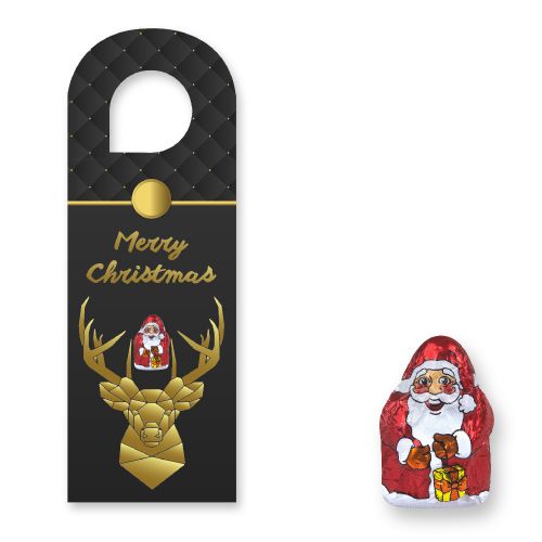 Chocolate mini Santa Claus, ca. 7g, express door hanger with print