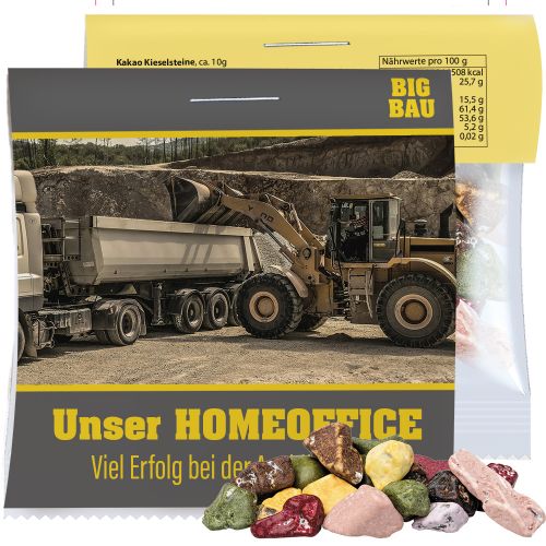 cocoa stones, ca. 10g, express mini bag with promotional flyer