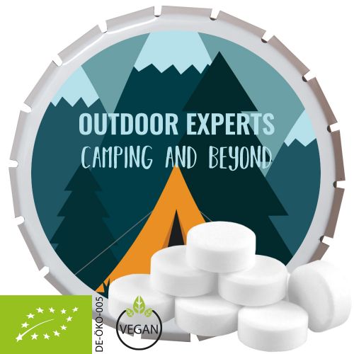 Organic peppermint drops, ca. 20g, click clack tin white