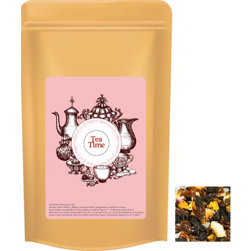 Fruit tea blood orange, ca. 50g, midi stand up pouch with label
