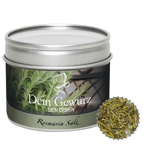 Rosemary salt, ca. 75g, metal tin with window with label