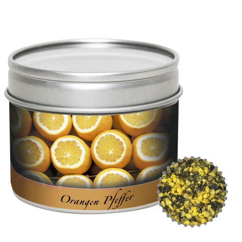 Orange pepper, ca. 55g, metal tin with window with label