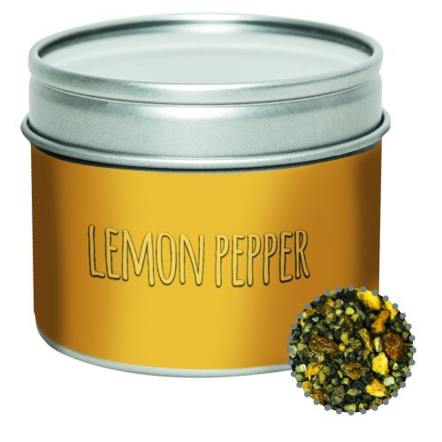 Lemon pepper, ca. 60g, metal tin with window with label
