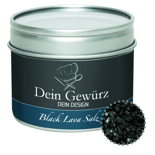Black lava salt, ca. 110g, metal tin with window with label
