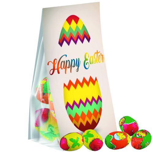 Chocolate easter egg, ca. 25g, express pouch with promotional flyer