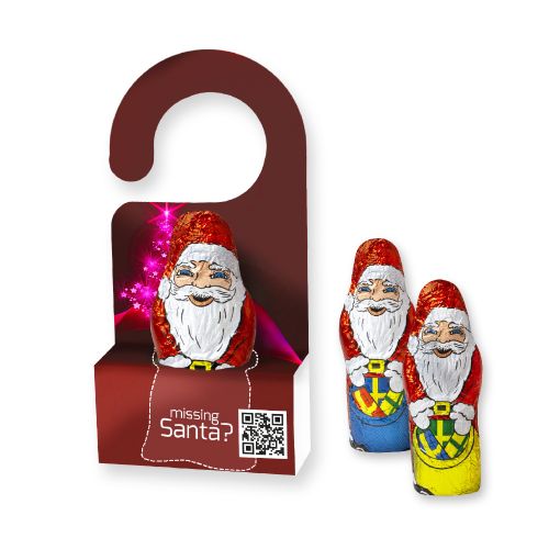 Chocolate mini+ Santa Claus, ca. 15g, display box with haenger