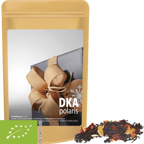 Organic Christmas black tea, ca. 20g, mini stand up pouch with label