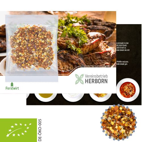 Organic fire and flame spice, ca. 10g, express promotional card with print