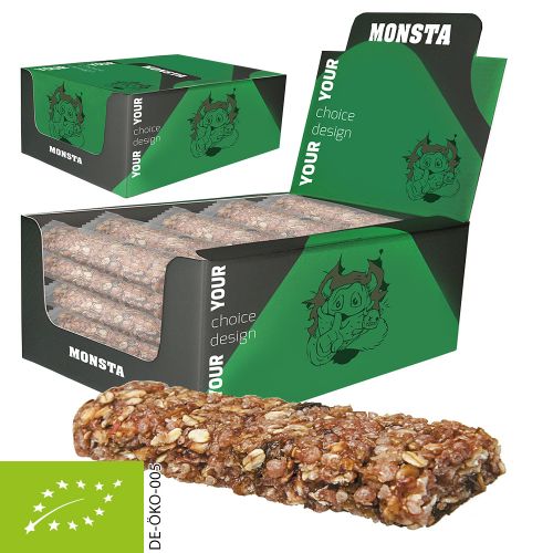 Organic cereal bar raspberry, 25 piece, 750g, display box maxi