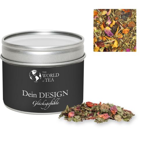 Herbal tea happiness, ca. 15g, metal tin with window with label
