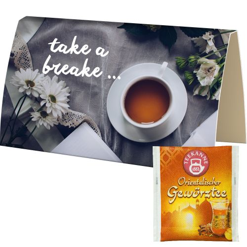 Bag of tea Oriental spiced tea, ca. 2g, express promotional card with print