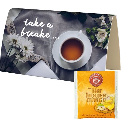Bag of tea Thai ginger mango, ca. 2,25g, express promotional card with print