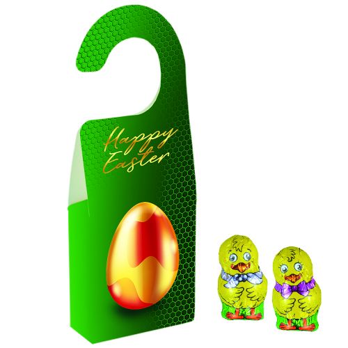 Chocolate chicken mix, ca. 36g, door hanger folded box