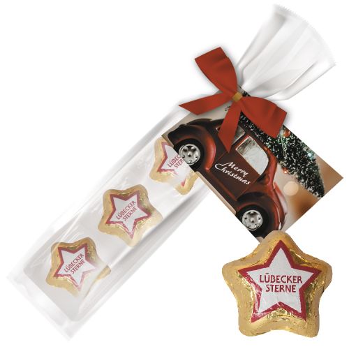 luebecker marzipan stars, ca. 36g, express present-stick with advertising card