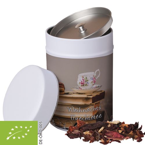Organic Christmas fruit tea, ca. 140g, metal tin maxi with label