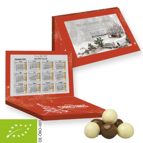 Organic choco crispy balls, ca. 50g, express advent calendar mini express with advertising card