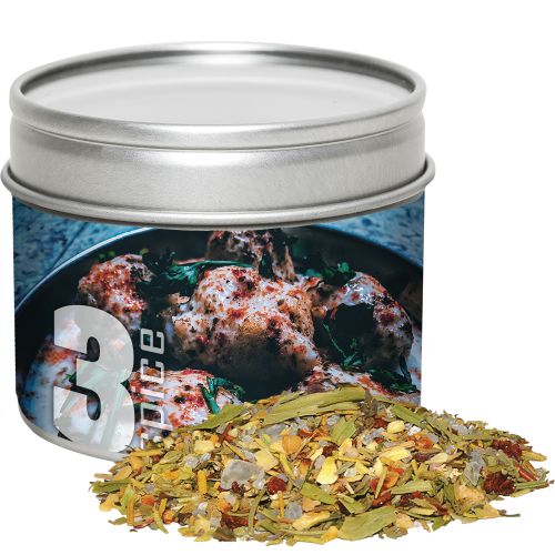 Christmas spice mix fish, ca. 30g, metal tin with window with label