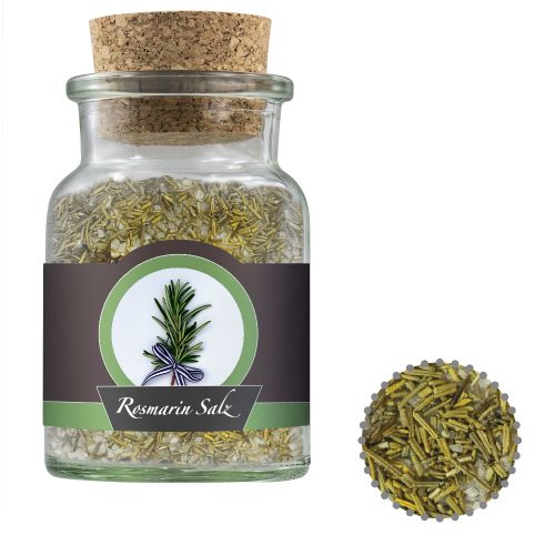 Rosemary salt, ca. 90g, cork glass with label