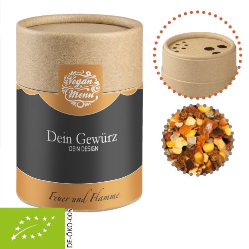 Organic fire and flame spice, ca. 75g, biodegradable eco cardboard shaker with label