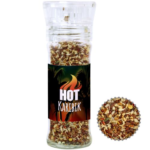 HOT caribbean mix, ca. 35g, transparent spice mill with label