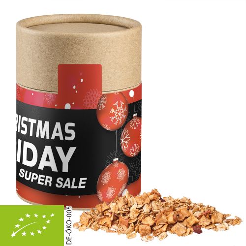 Organic crunchy Christmas muesli , ca. 70g, biodegradable eco cardboard can midi with label