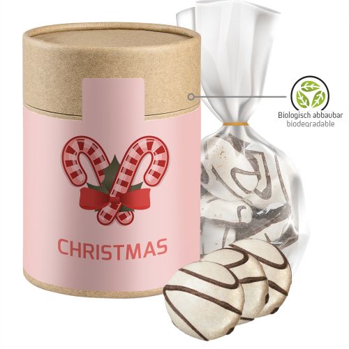Gingerbread cookies, ca. 100g, pouch in biodegradable eco cardboard can maxi with label