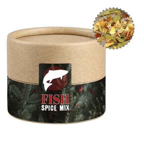 Christmas spice mix fish, ca. 20g, biodegradable eco cardboard can mini with label
