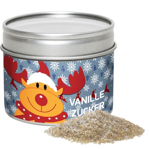 vanilla sugar, ca. 85g, metal tin with window with label
