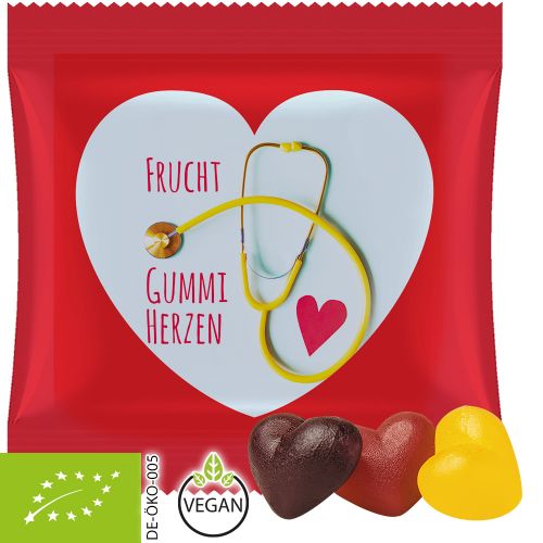 Organic fruit gum hearts, ca. 20g, maxi bag