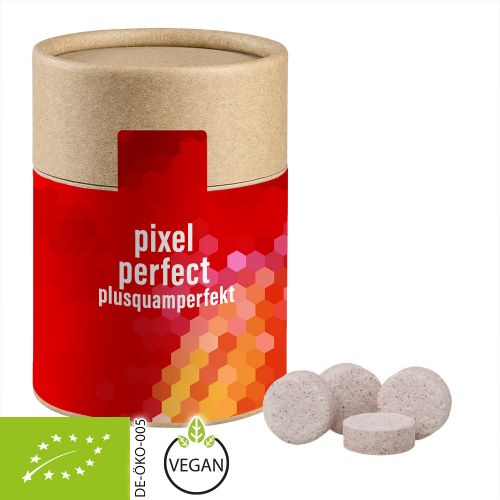 organic acerola cherry drops, ca. 80g, biodegradable eco cardboard can midi with label