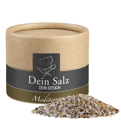Mediterranean salt, ca. 50g, biodegradable eco cardboard can mini with label