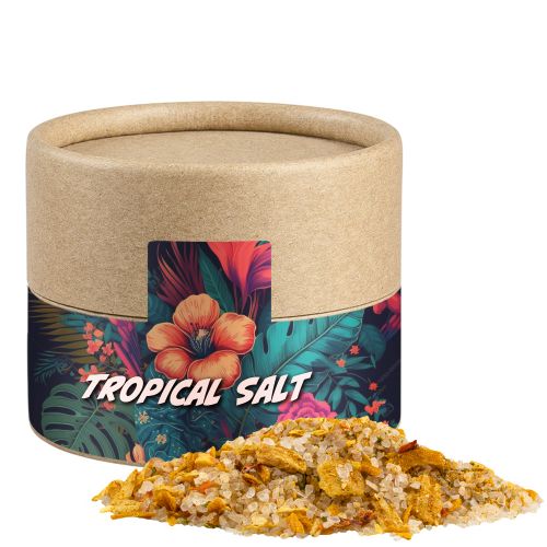Tropical salt, ca. 50g, biodegradable eco cardboard can mini with label