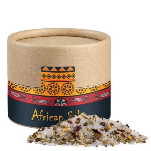 African salt, ca. 50g, biodegradable eco cardboard can mini with label