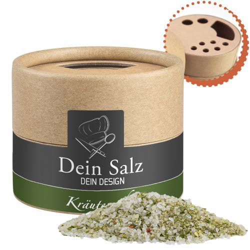 Herb salt, ca. 55g, biodegradable eco cardboard can mini with label