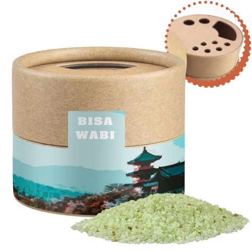 Wasabi salt, ca. 50g, biodegradable eco cardboard can mini with label