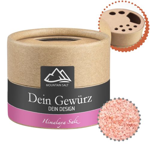 Pink crystal salt, ca. 75g, biodegradable eco cardboard can mini with label