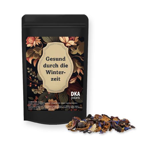Christkindl tea, ca. 20g, mini stand up pouch black with label
