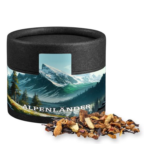 Grandmas baked apple tea, ca. 25g, biodegradable eco cardboard can mini black with label