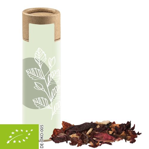 Organic Christmas fruit tea, ca. 12g, biodegradable eco cardboard tube with label