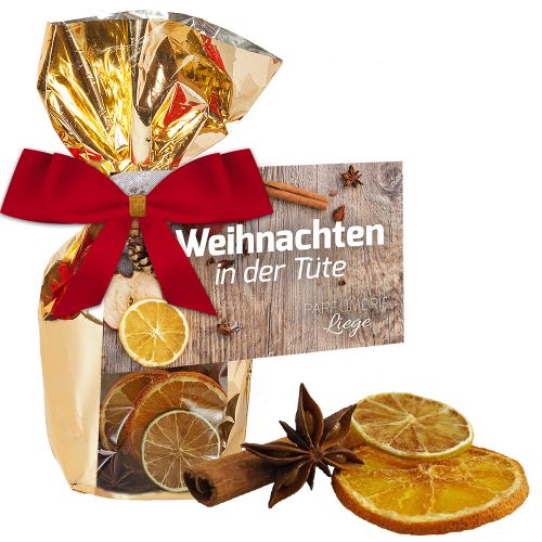 Fragrance decoration, ca. 30g, gold foil with window with advertising card