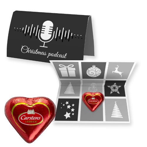 Luebecker marzipan hearts, ca. 12g, express promotional card with print