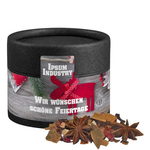 Mulled wine spice, ca. 20g, biodegradable eco cardboard can mini black with label