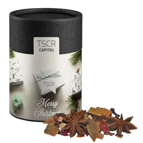 Mulled wine spice, ca. 45g, biodegradable eco cardboard can midi black with label